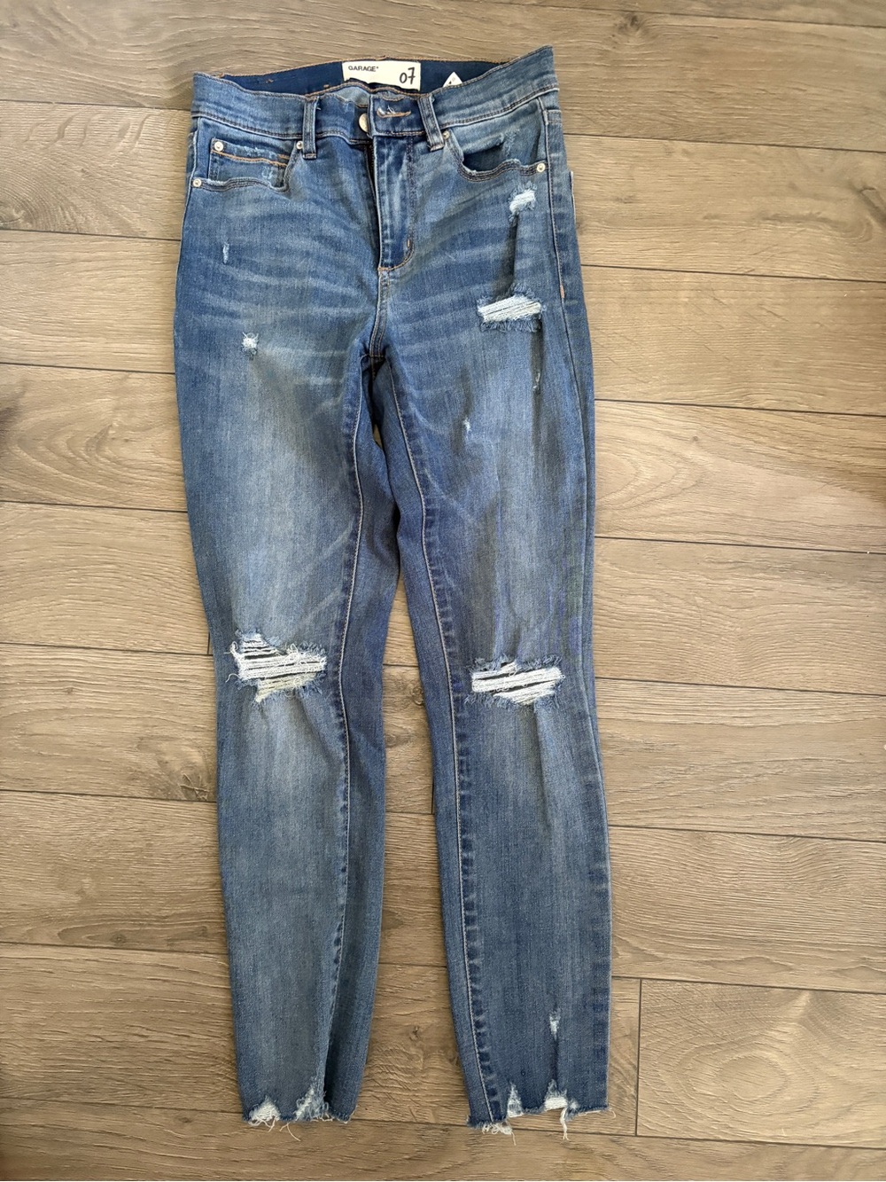 Garage Light Blue Distressed Skinny Jeans